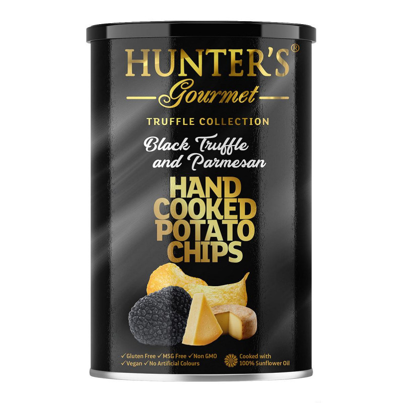 Hunters black truffle & parmesan πατατάκια 150gr. Hunters black truffle & parmesan πατατάκια 150gr.