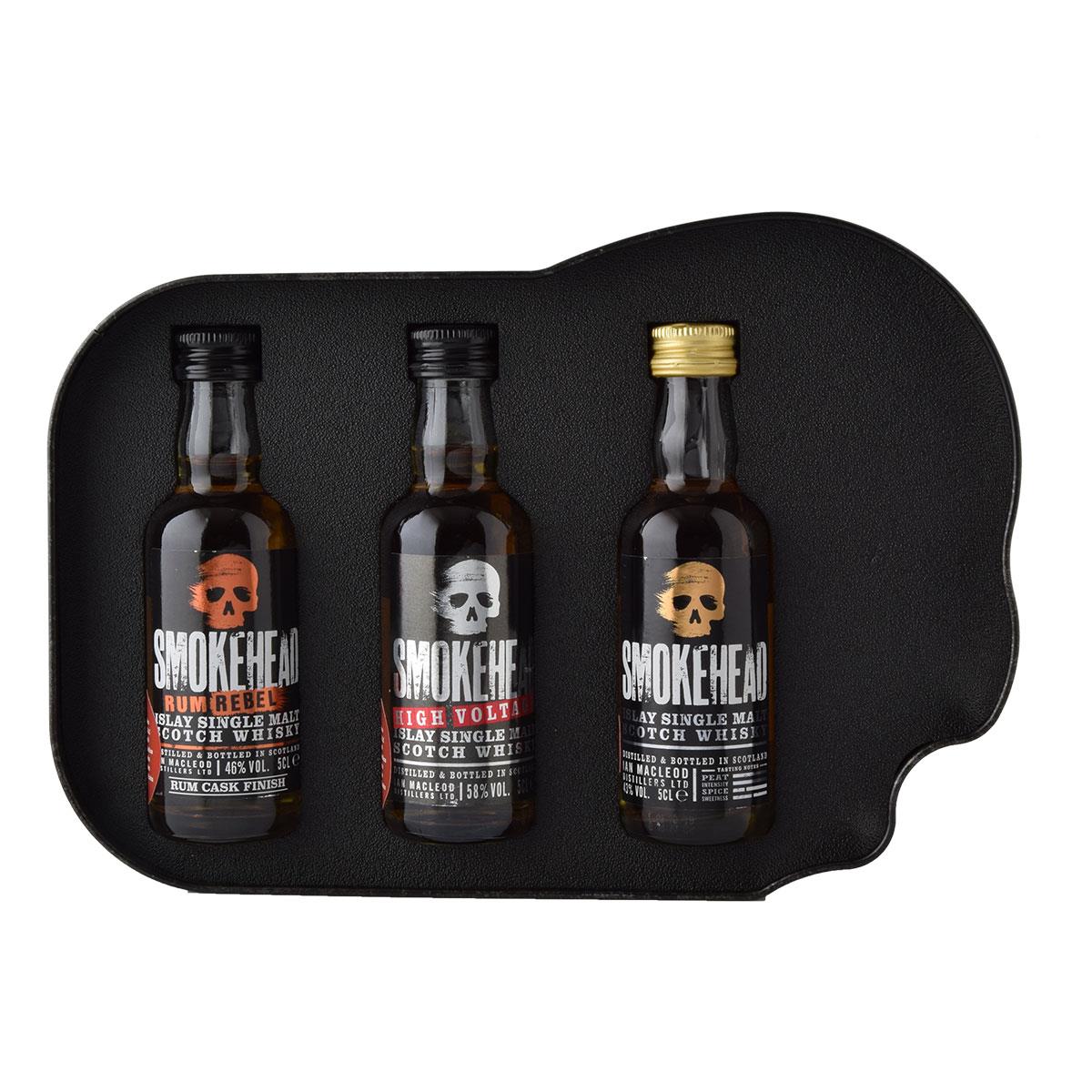 Smokehead 43%+High Voltage 58%+Rum Rebel 3x50ml